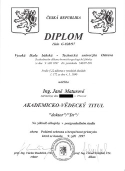 Diplom akademicko vědeckého titulu "Doktor" Diplom akademicko vědeckého titulu "Doktor"