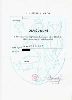 Osvědčení osoby odborně způsobilé v PO Osvědčení osoby odborně způsobilé v PO